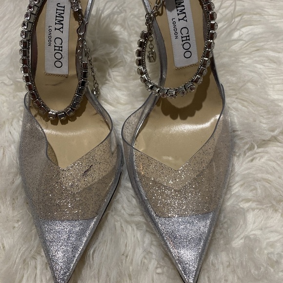 Jimmy Choo Saeda 100 glittered plexi‎ pumps size 39EU - Picture 3 of 13